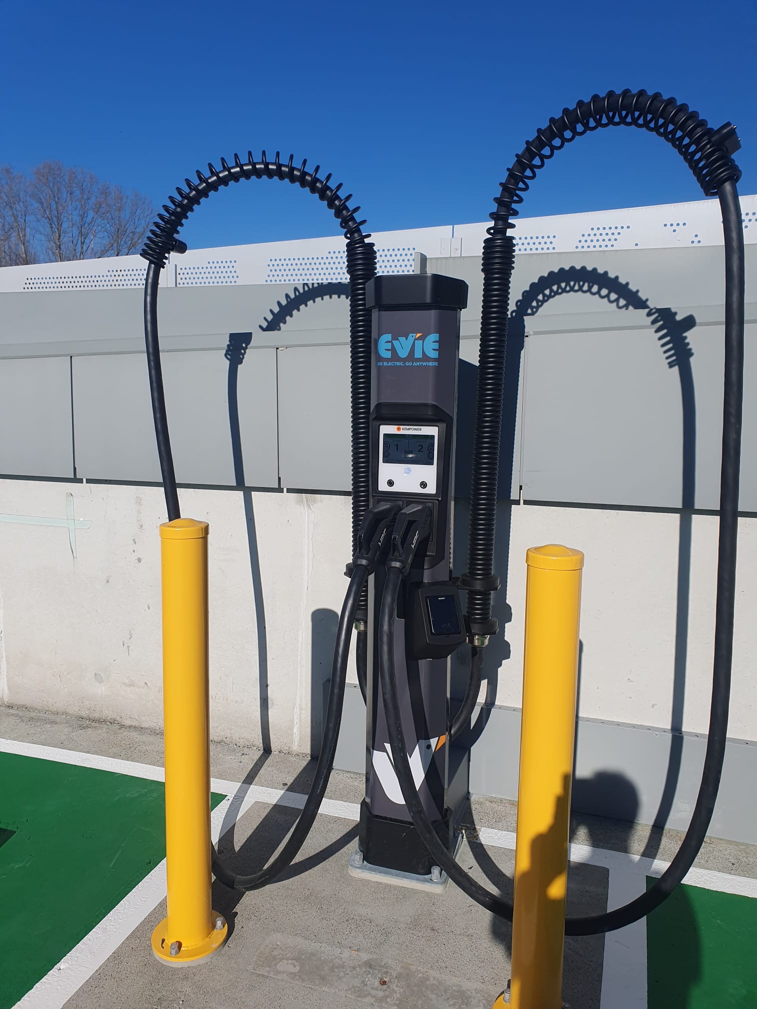 Evie Networks branded Kempower dual-port EV charger wrap NSW
