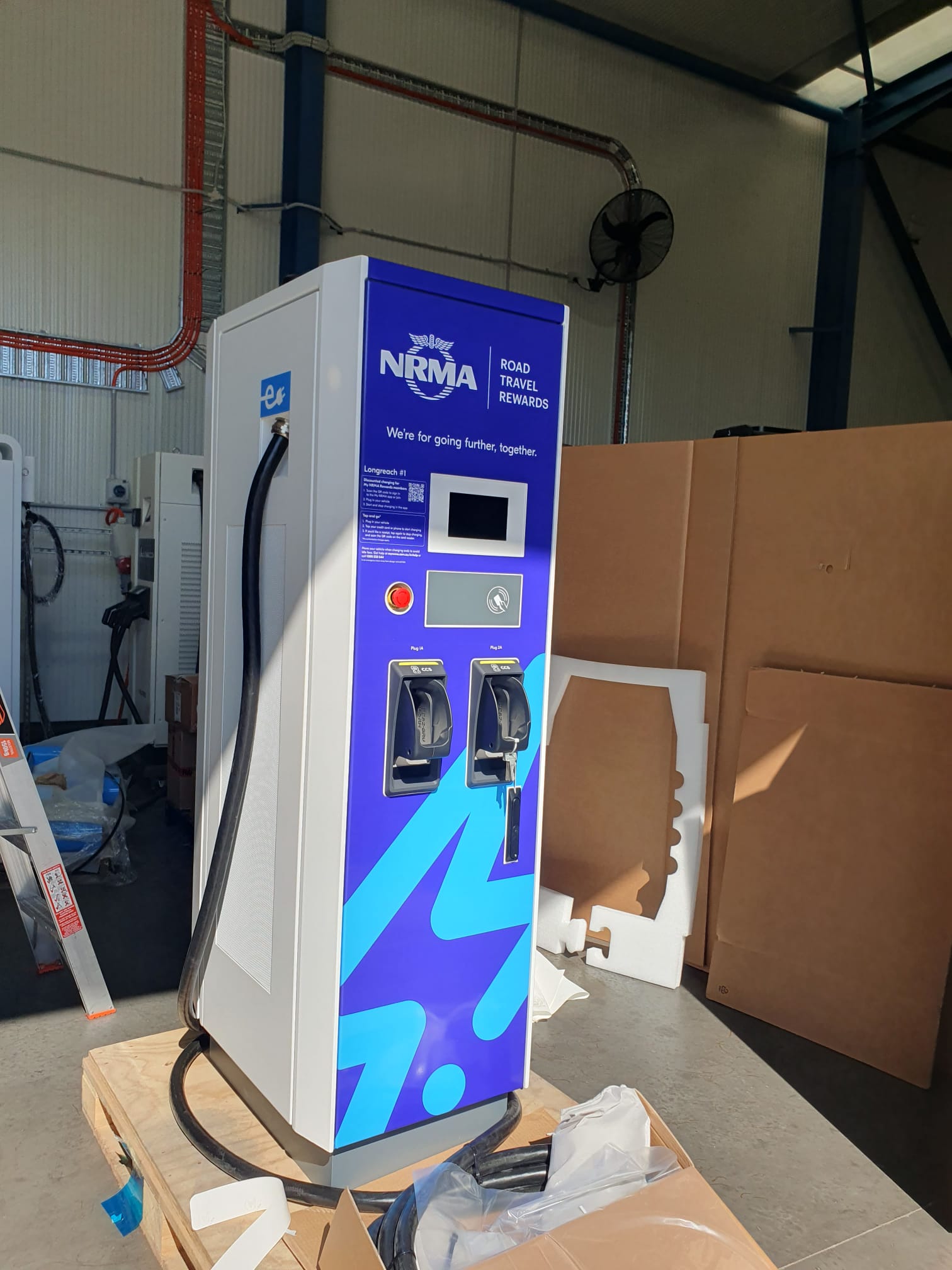 NRMA EV charger wrap featuring Indigenous artwork — Tritium fast charger NSW