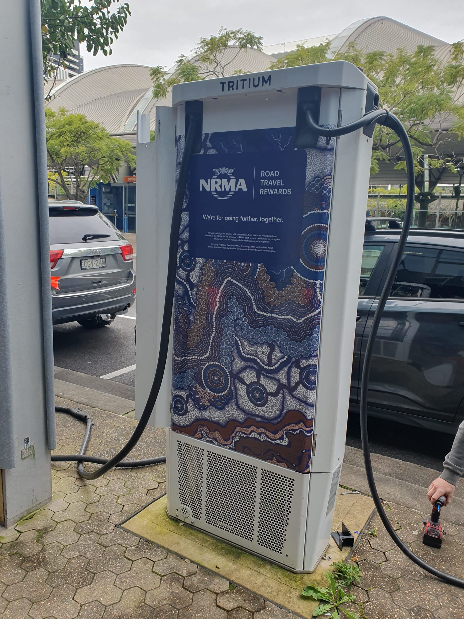 NRMA EV charging station wrap installed at regional NSW public charging location