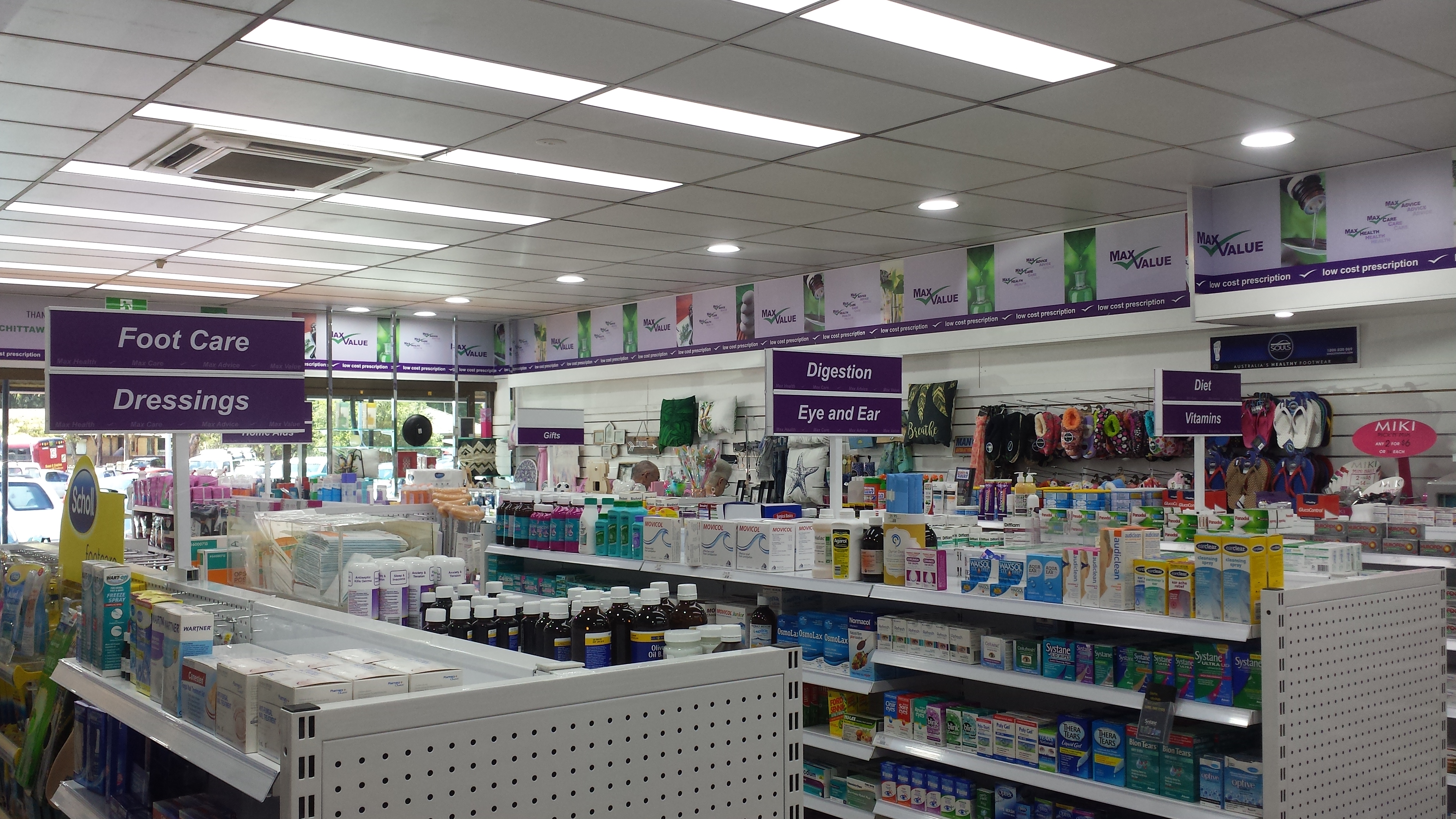 Max Value Pharmacy interior wayfinding