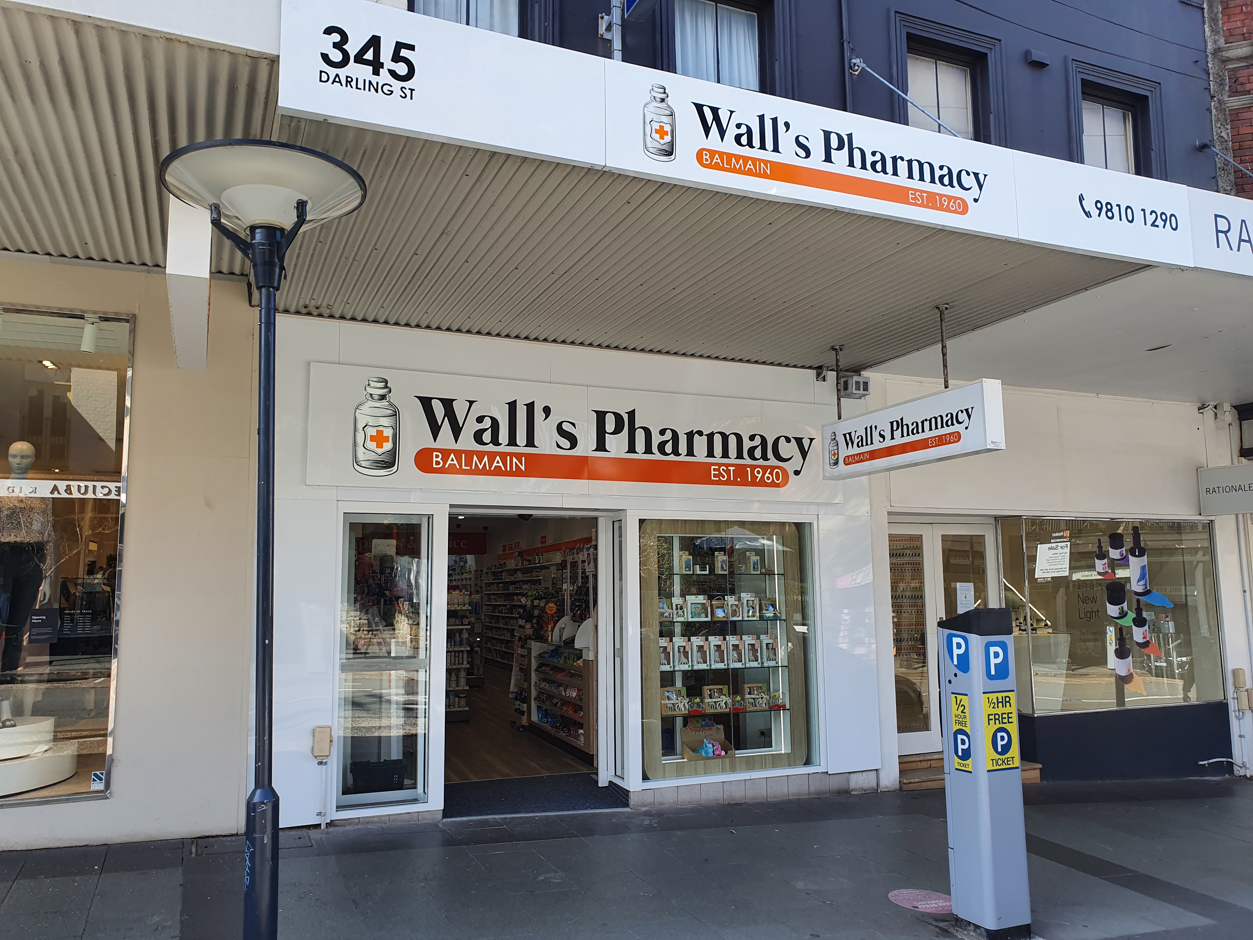 Wall's Pharmacy signage in Balmain