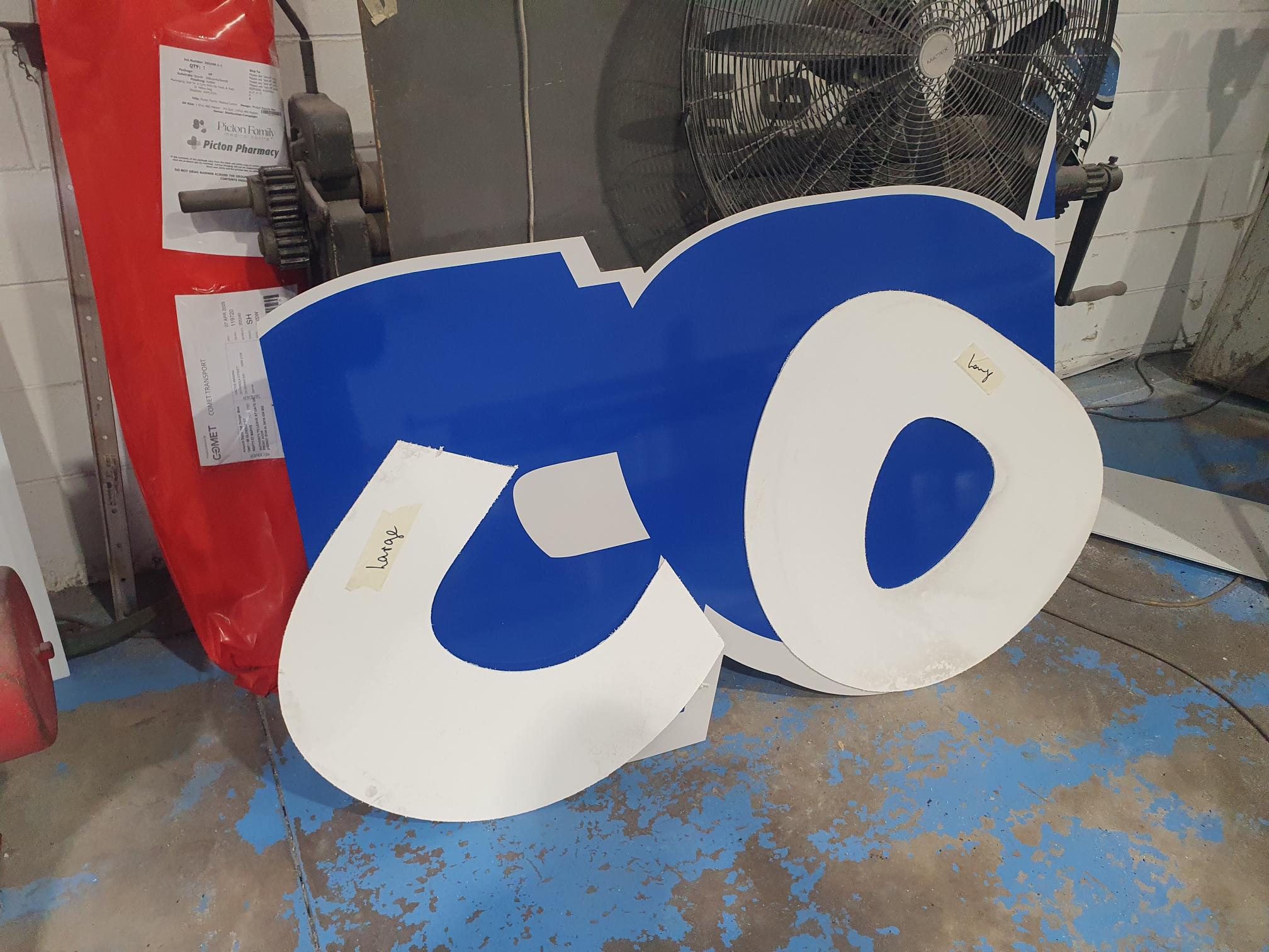 DecoRug fabricated letters in the Achurch Signs workshop